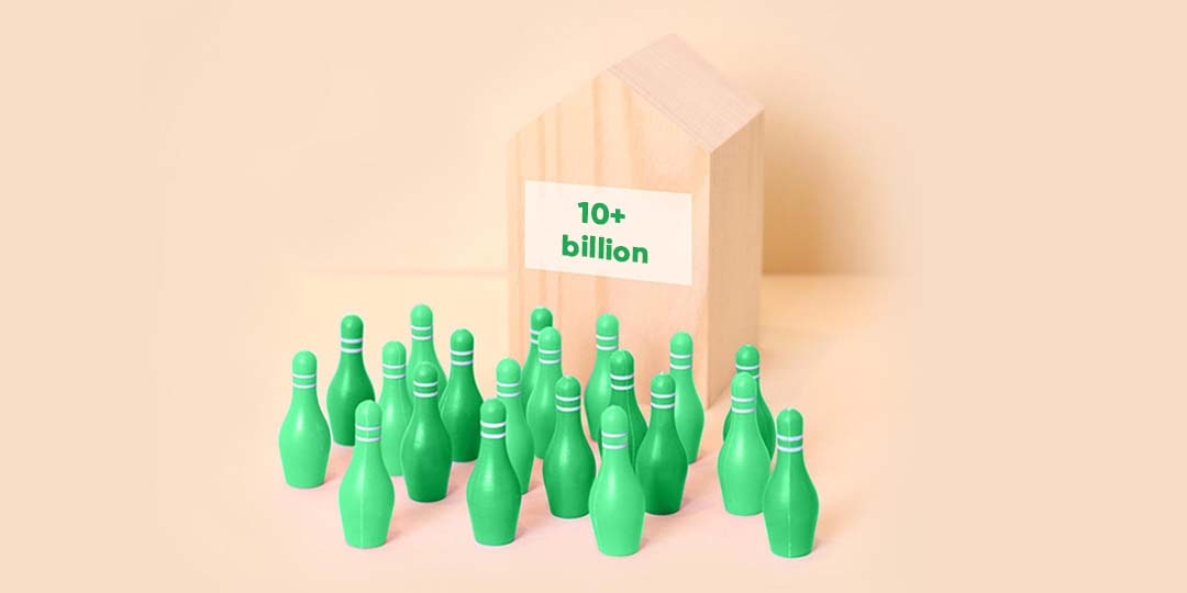 bowling pins block 10 billion