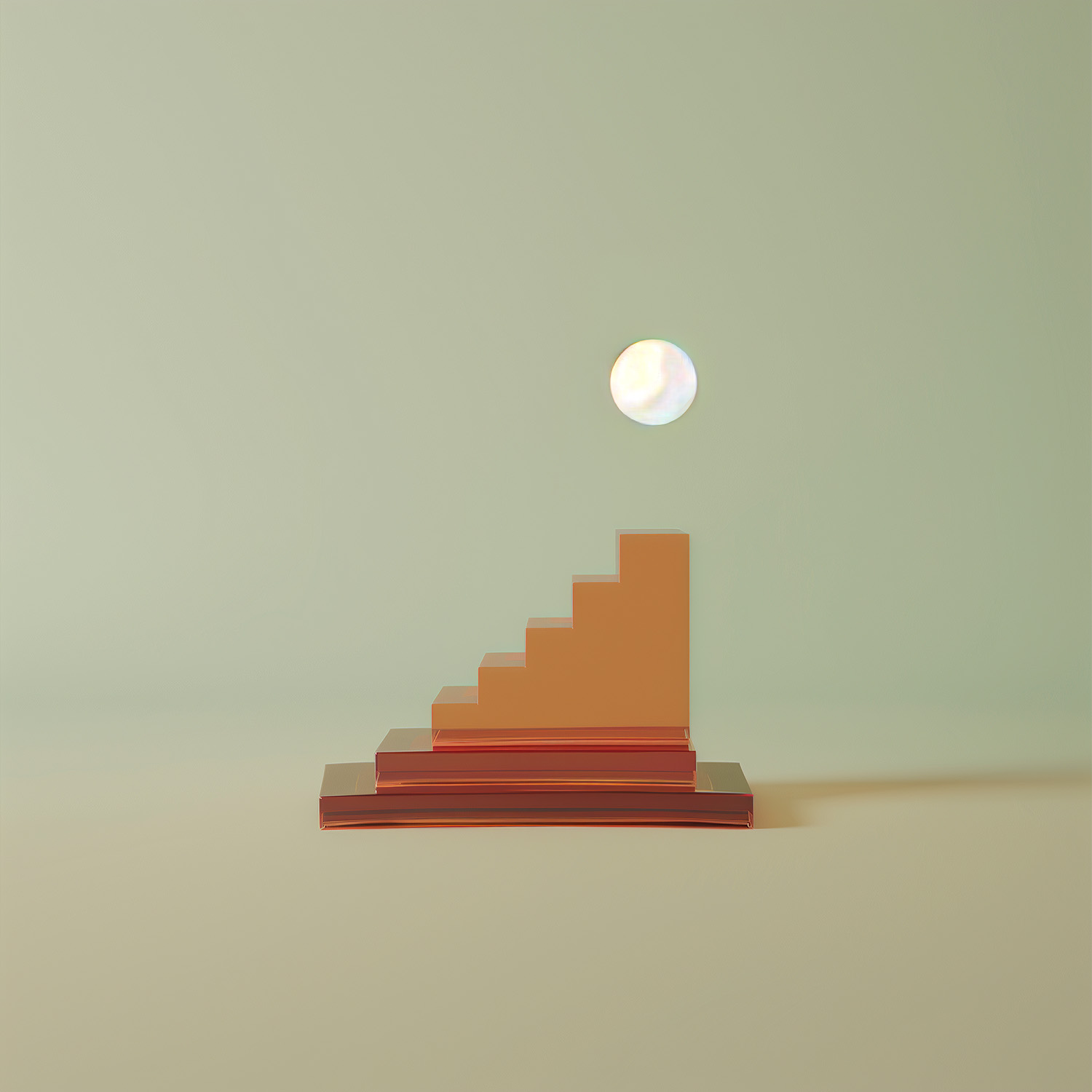 Abstract staircase with orb at top