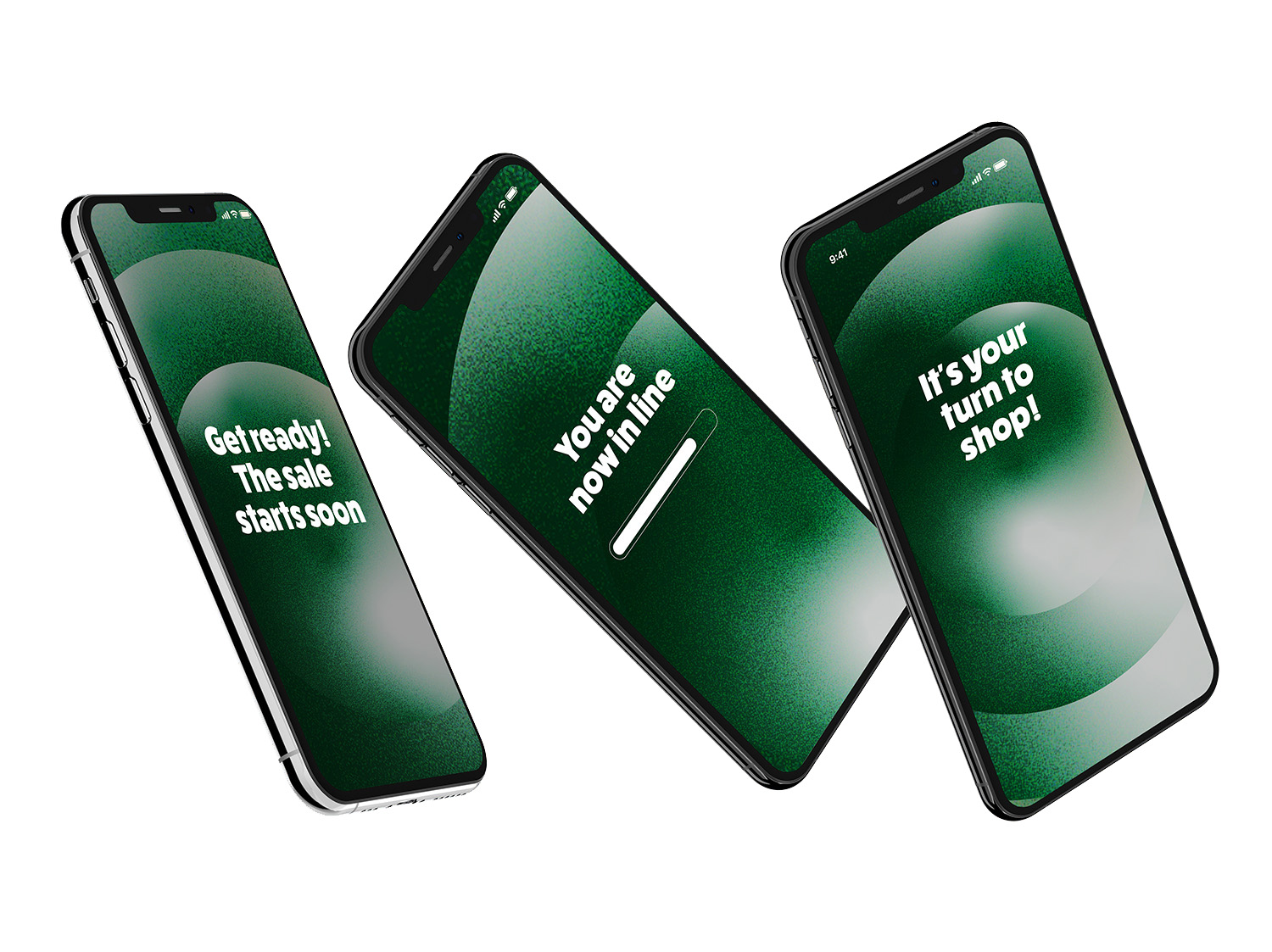 3d iphones hovering with queue pages displayed