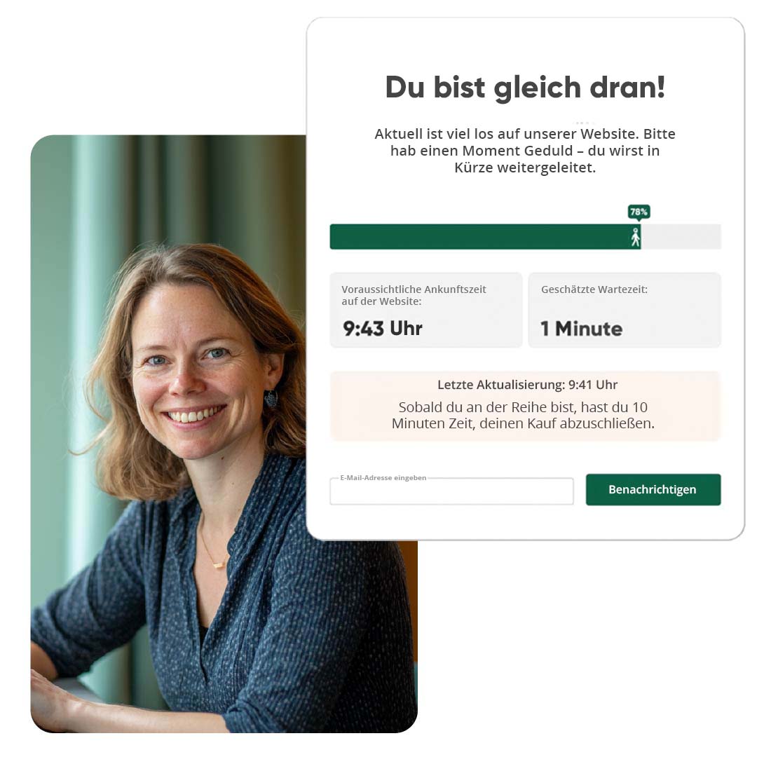 Warteschlangenseite und Produktnutzer