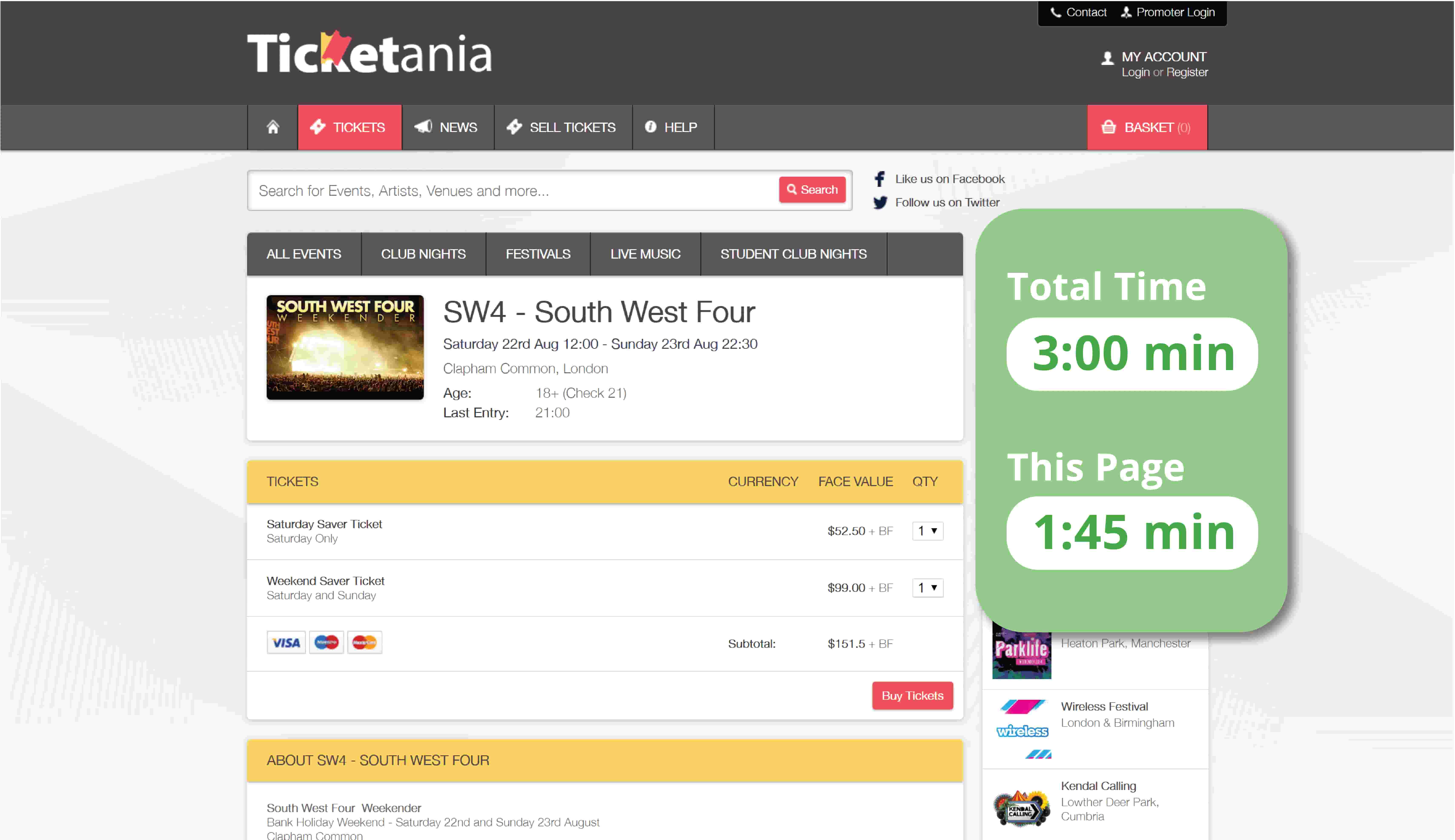 Double timer during ticketing purchase path