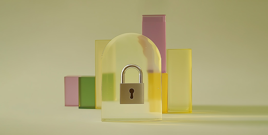padlock on abstract shapes