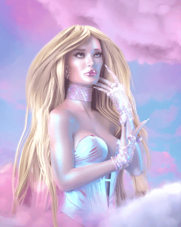 iconic crypto queen digital paris hilton graphic NFT