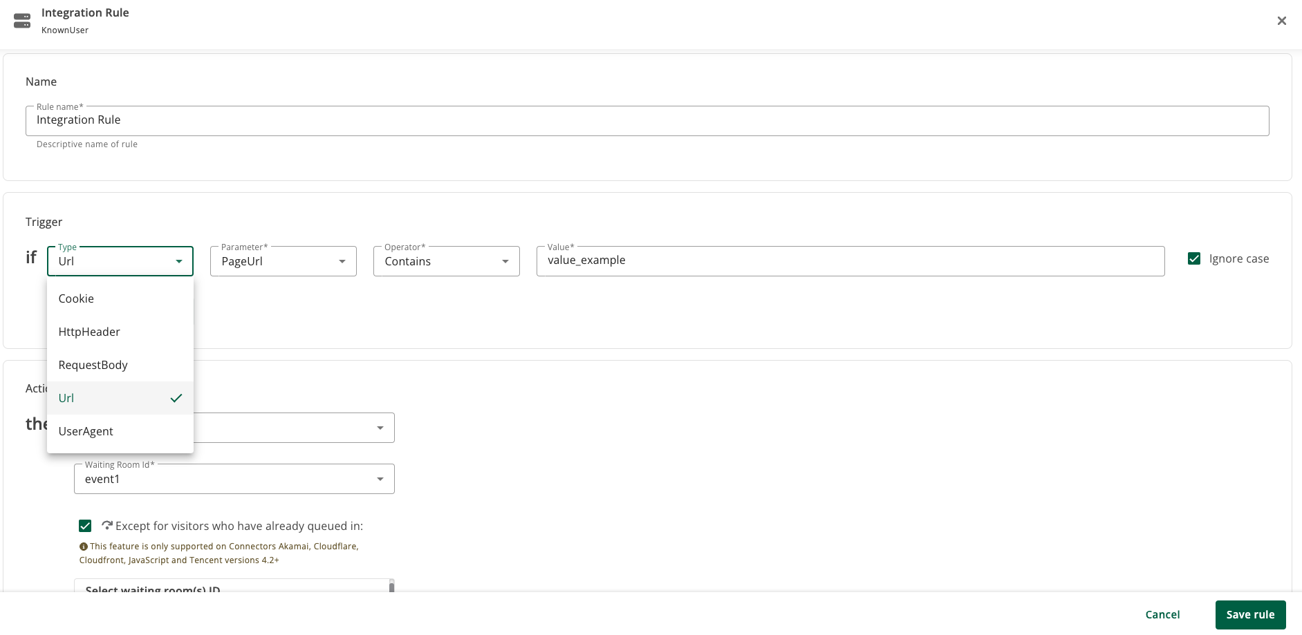 Actions & triggers in GO Queue-it Platform