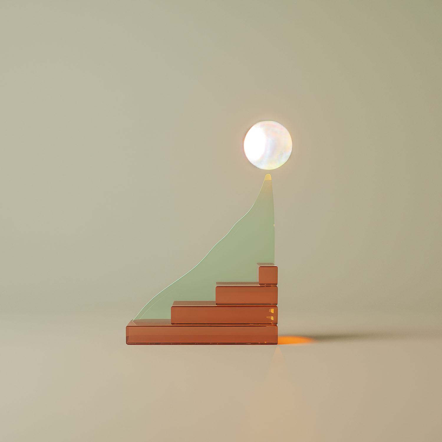 staircase and abstract light orb